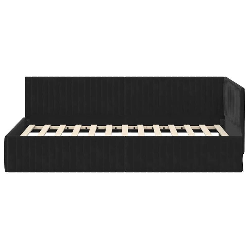 Casa si Gradina - Mobilier - Paturi si accesorii - Paturi - Cadru de pat coltar cu headboard Negru 100 x 200 cm Catifea - Infinity.ro