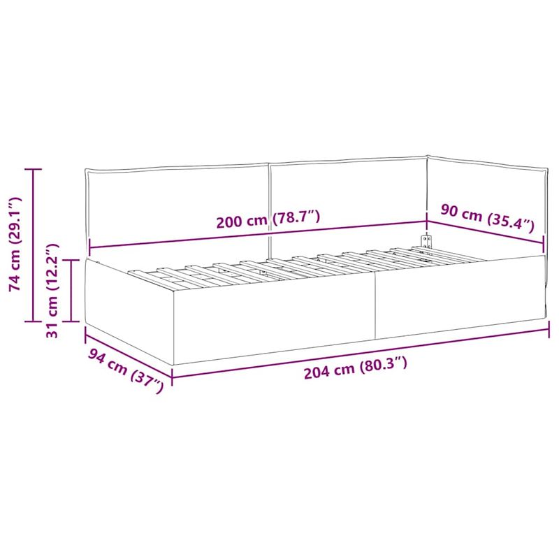 Casa si Gradina - Mobilier - Paturi si accesorii - Paturi - Cadru de pat coltar Gri inchis 90 x 200 cm tesatura - Infinity.ro