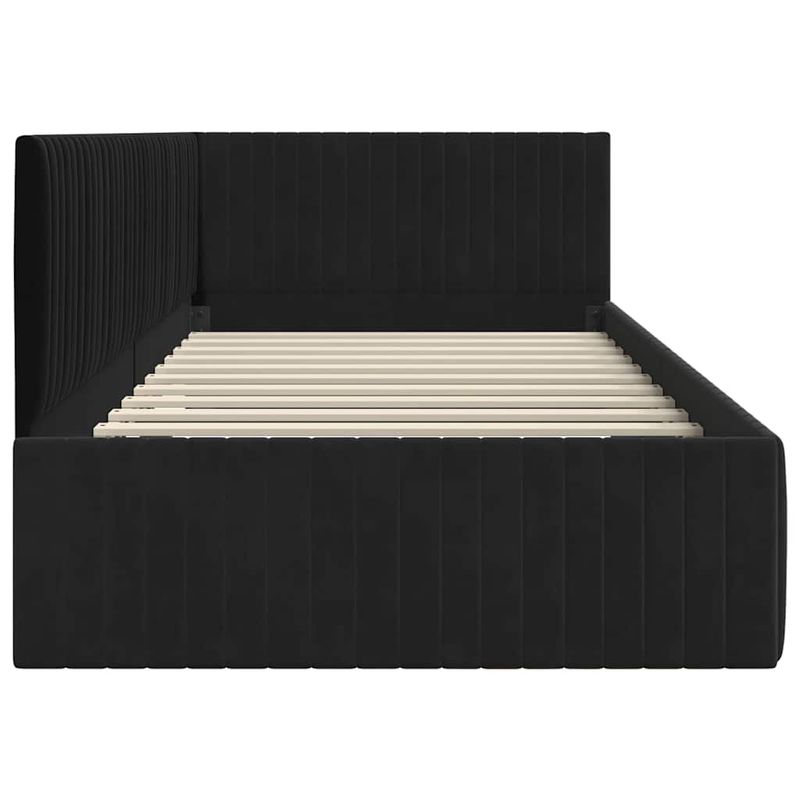 Casa si Gradina - Mobilier - Paturi si accesorii - Paturi - Cadru de pat coltar cu headboard Negru 100 x 200 cm Catifea - Infinity.ro