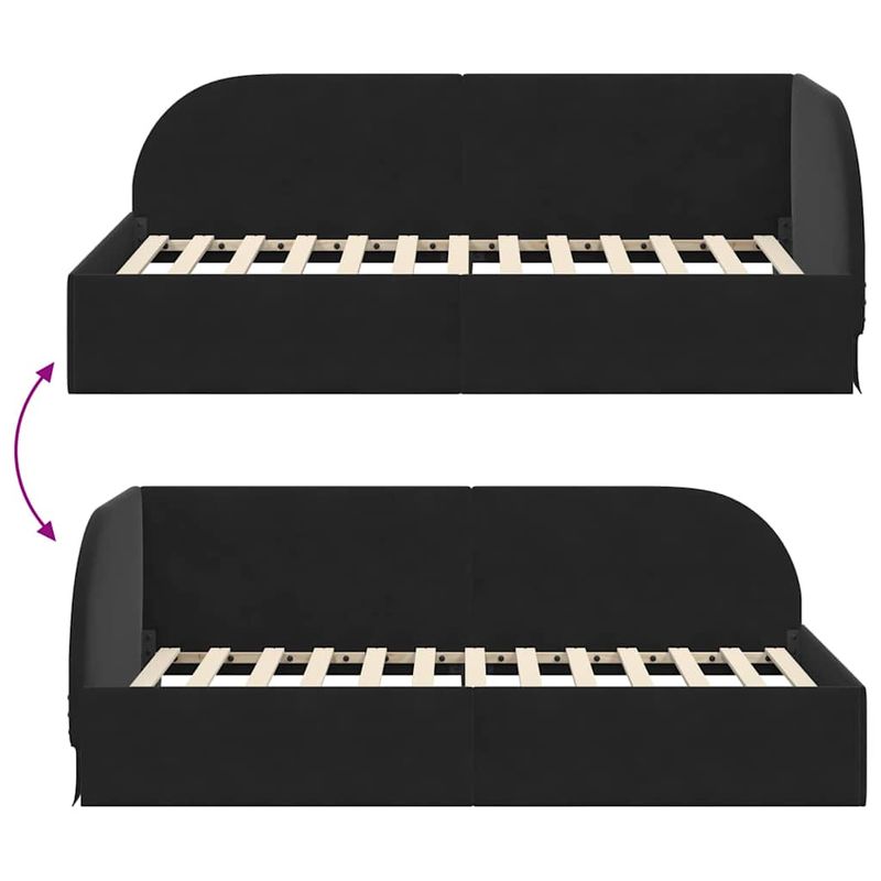 Casa si Gradina - Mobilier - Paturi si accesorii - Paturi - Cadru de pat coltar cu headboard Negru 90 x 200 cm Catifea - Infinity.ro