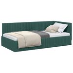 Casa si Gradina - Mobilier - Paturi si accesorii - Paturi - Cadru de pat coltar Verde inchis 100 x 200 cm Catifea - Infinity.ro