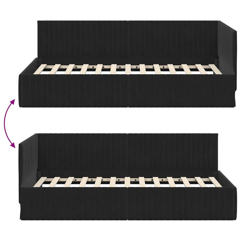 Casa si Gradina - Mobilier - Paturi si accesorii - Paturi - Cadru de pat coltar cu headboard Negru 100 x 200 cm Catifea - Infinity.ro