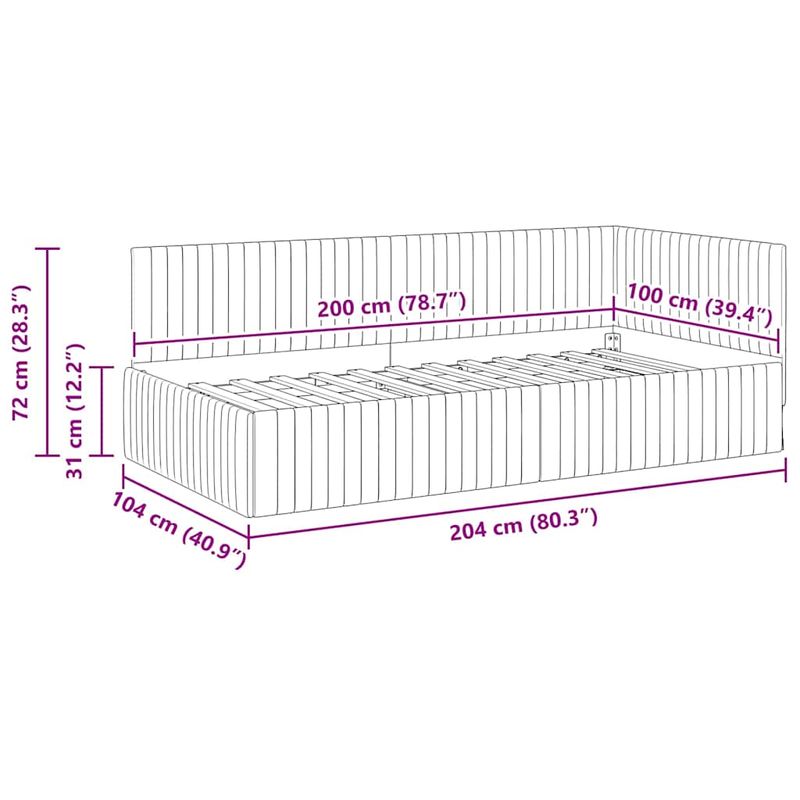 Casa si Gradina - Mobilier - Paturi si accesorii - Paturi - Cadru de pat coltar cu headboard Negru 100 x 200 cm Catifea - Infinity.ro