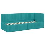 Casa si Gradina - Mobilier - Paturi si accesorii - Paturi - Cadru de pat coltar cu headboard Turcoaz 80 x 200 cm Catifea - Infinity.ro
