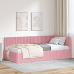 Casa si Gradina - Mobilier - Paturi si accesorii - Paturi - Cadru de pat coltar cu headboard Roz 100 x 200 cm Catifea - Infinity.ro