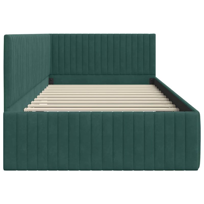 Casa si Gradina - Mobilier - Paturi si accesorii - Paturi - Cadru de pat coltar Verde inchis 100 x 200 cm Catifea - Infinity.ro