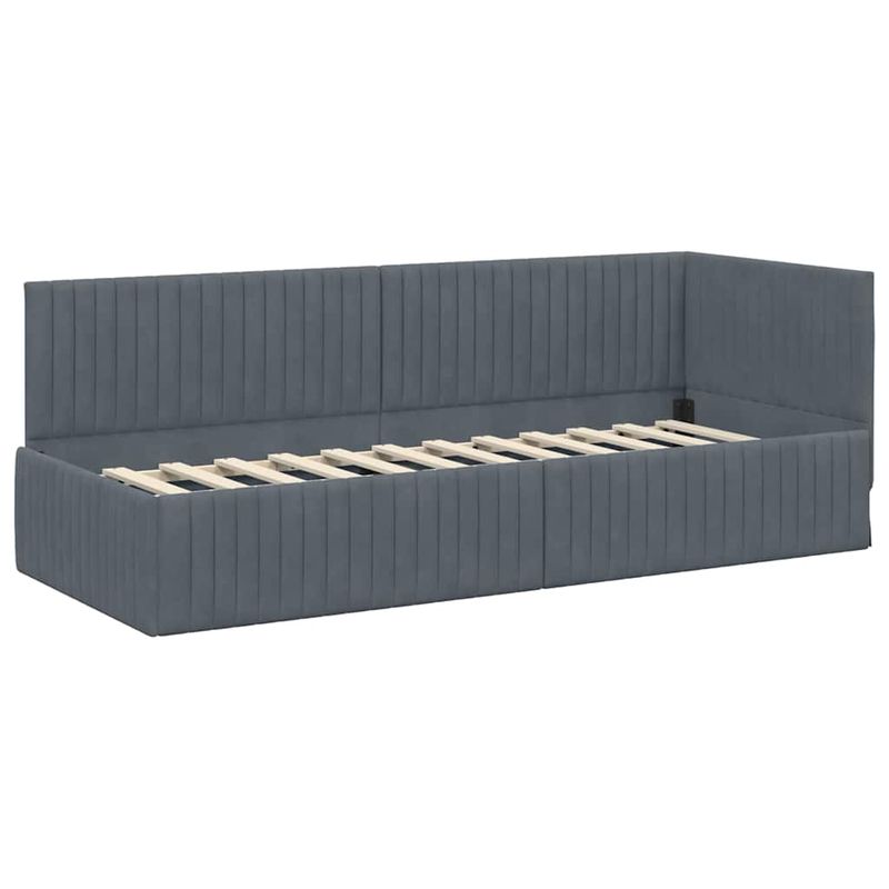 Casa si Gradina - Mobilier - Paturi si accesorii - Paturi - Cadru de pat coltar cu headboard Gri inchis 80 x 200 cm Catifea - Infinity.ro