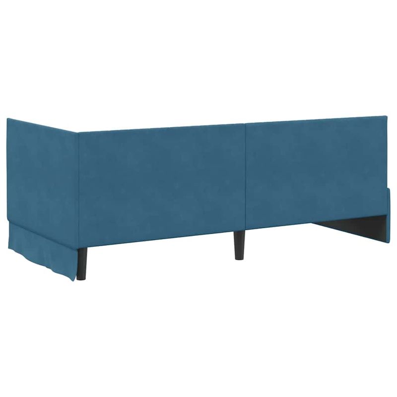 Casa si Gradina - Mobilier - Paturi si accesorii - Paturi - Cadru de pat coltar cu headboard albastru 90 x 190 cm Catifea - Infinity.ro