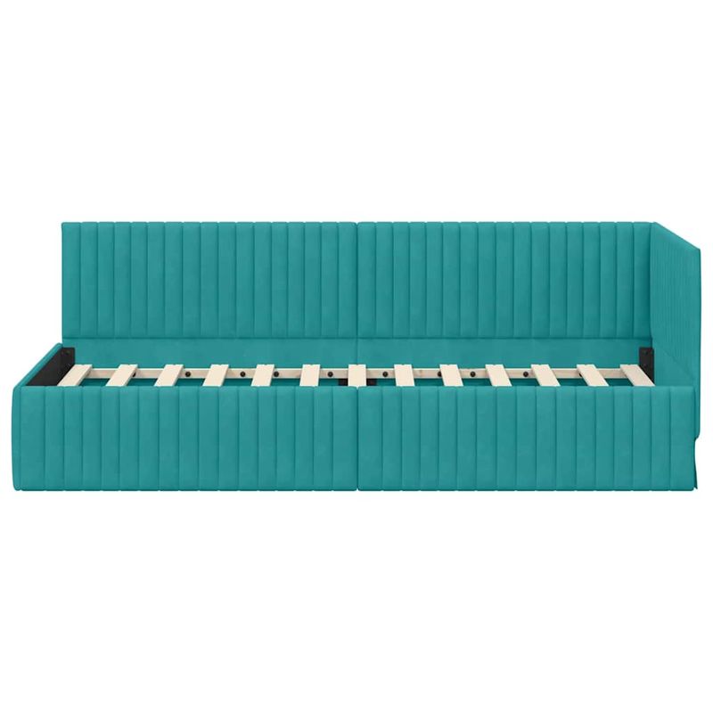 Casa si Gradina - Mobilier - Paturi si accesorii - Paturi - Cadru de pat coltar cu headboard Turcoaz 80 x 200 cm Catifea - Infinity.ro