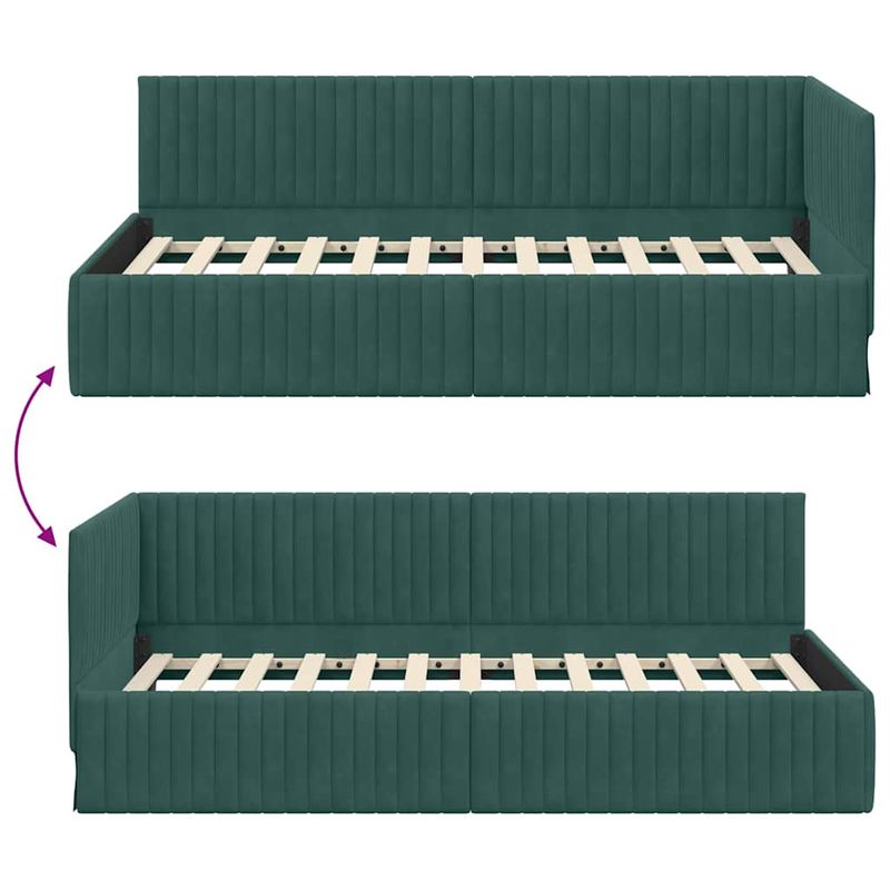 Casa si Gradina - Mobilier - Paturi si accesorii - Paturi - Cadru de pat coltar Verde inchis 100 x 200 cm Catifea - Infinity.ro