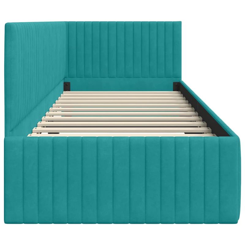 Casa si Gradina - Mobilier - Paturi si accesorii - Paturi - Cadru de pat coltar cu headboard Turcoaz 80 x 200 cm Catifea - Infinity.ro