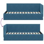 Casa si Gradina - Mobilier - Paturi si accesorii - Paturi - Cadru de pat coltar cu headboard albastru 90 x 190 cm Catifea - Infinity.ro