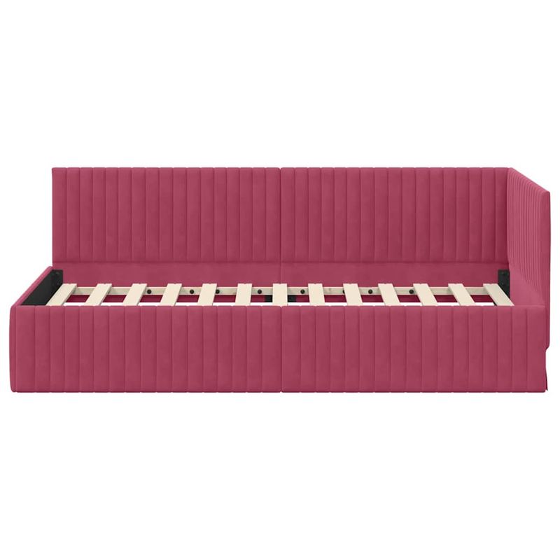 Casa si Gradina - Mobilier - Paturi si accesorii - Paturi - Cadru de pat coltar cu headboard bordo 90 x 190 cm Catifea - Infinity.ro