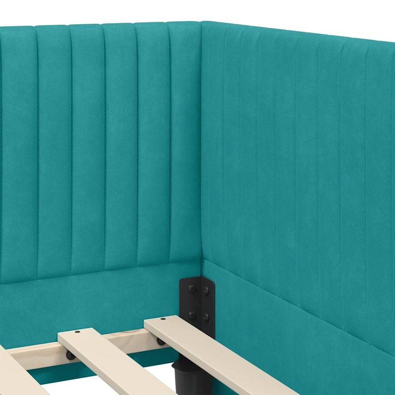 Casa si Gradina - Mobilier - Paturi si accesorii - Paturi - Cadru de pat coltar cu headboard Turcoaz 80 x 200 cm Catifea - Infinity.ro