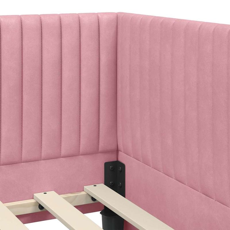 Casa si Gradina - Mobilier - Paturi si accesorii - Paturi - Cadru de pat coltar cu headboard Roz 100 x 200 cm Catifea - Infinity.ro