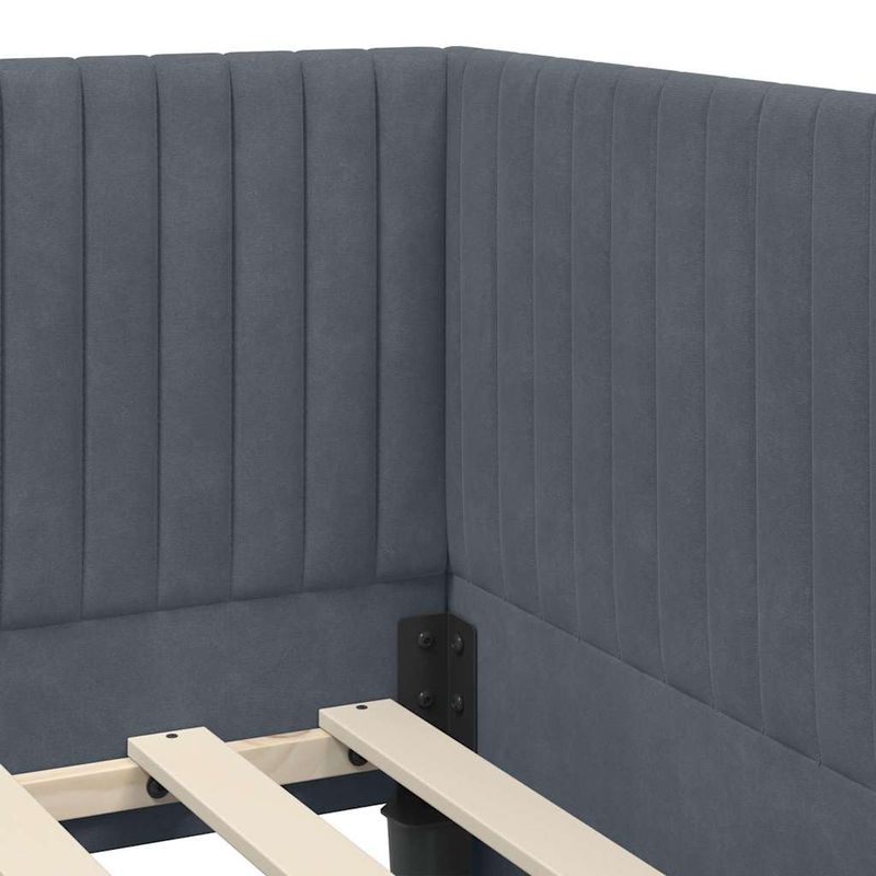 Casa si Gradina - Mobilier - Paturi si accesorii - Paturi - Cadru de pat coltar cu headboard Gri inchis 80 x 200 cm Catifea - Infinity.ro