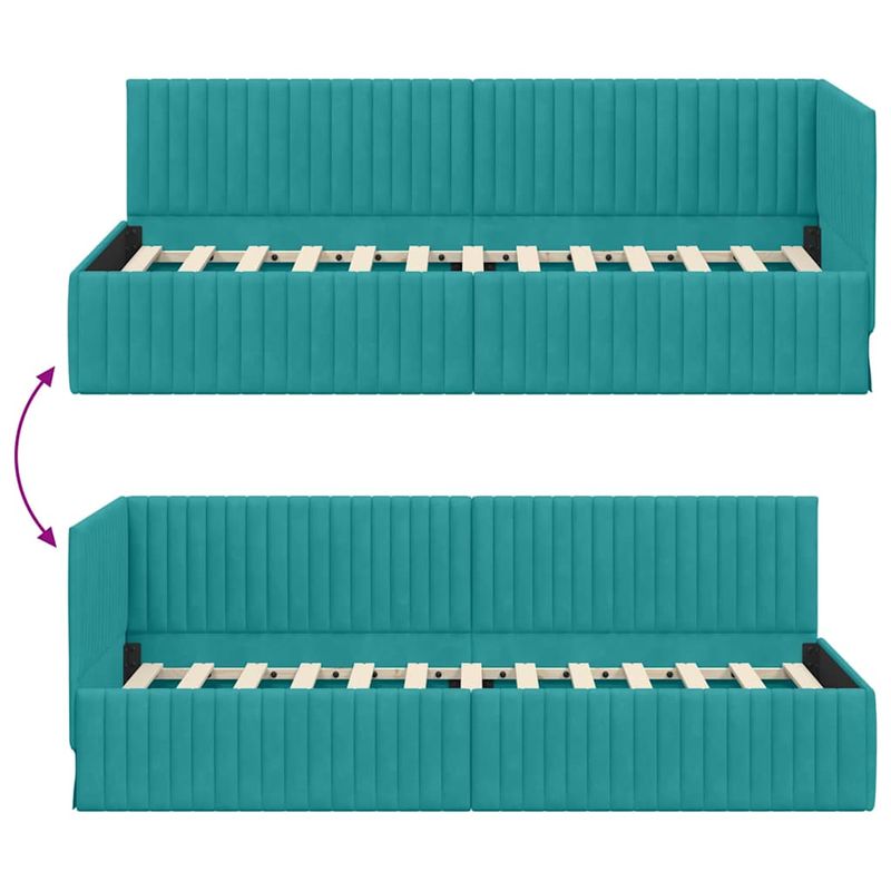 Casa si Gradina - Mobilier - Paturi si accesorii - Paturi - Cadru de pat coltar cu headboard Turcoaz 80 x 200 cm Catifea - Infinity.ro