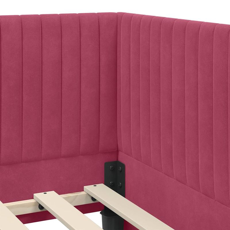 Casa si Gradina - Mobilier - Paturi si accesorii - Paturi - Cadru de pat coltar cu headboard bordo 90 x 190 cm Catifea - Infinity.ro