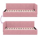 Casa si Gradina - Mobilier - Paturi si accesorii - Paturi - Cadru de pat coltar cu headboard Roz 100 x 200 cm Catifea - Infinity.ro