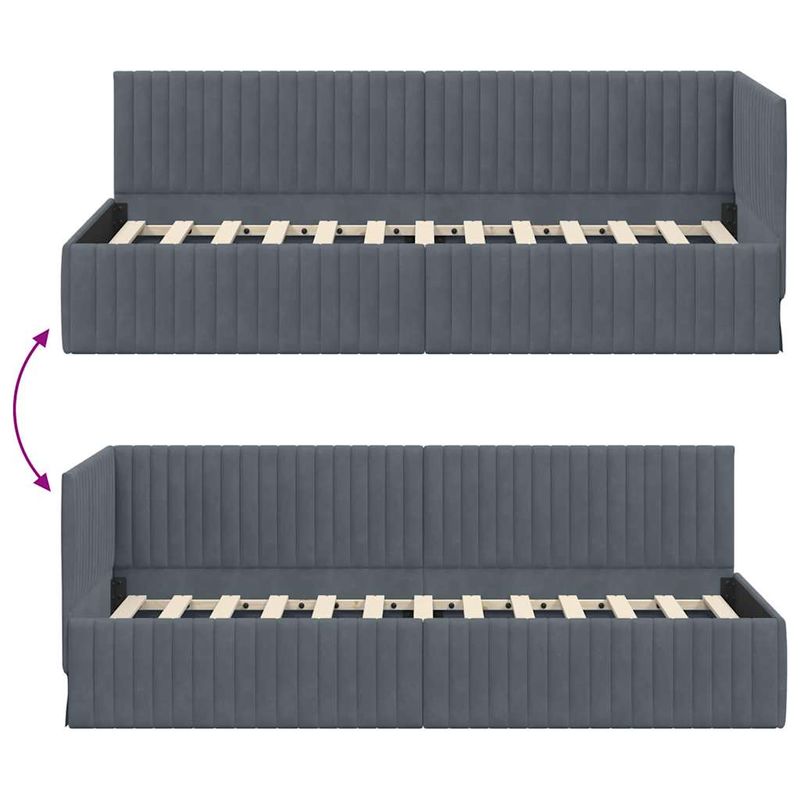 Casa si Gradina - Mobilier - Paturi si accesorii - Paturi - Cadru de pat coltar cu headboard Gri inchis 80 x 200 cm Catifea - Infinity.ro