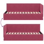 Casa si Gradina - Mobilier - Paturi si accesorii - Paturi - Cadru de pat coltar cu headboard bordo 90 x 190 cm Catifea - Infinity.ro