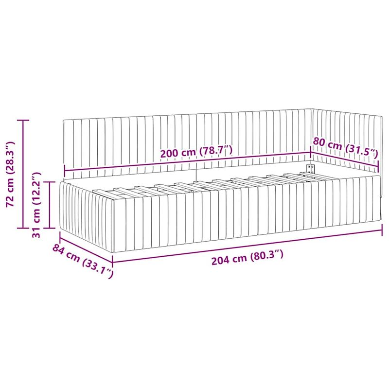 Casa si Gradina - Mobilier - Paturi si accesorii - Paturi - Cadru de pat coltar cu headboard Gri inchis 80 x 200 cm Catifea - Infinity.ro