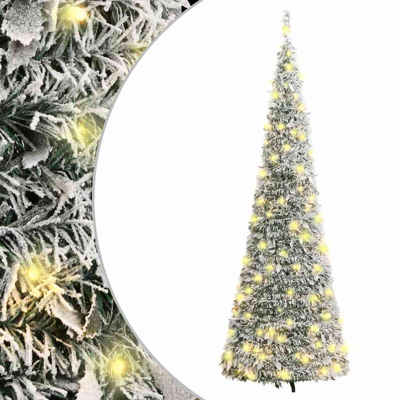 Casa si Gradina - Decoratiuni - Decoratiuni de sezon - Brad de Craciun artificial pop-up cu zapada, 50 LED-uri, 120 cm - Infinity.ro
