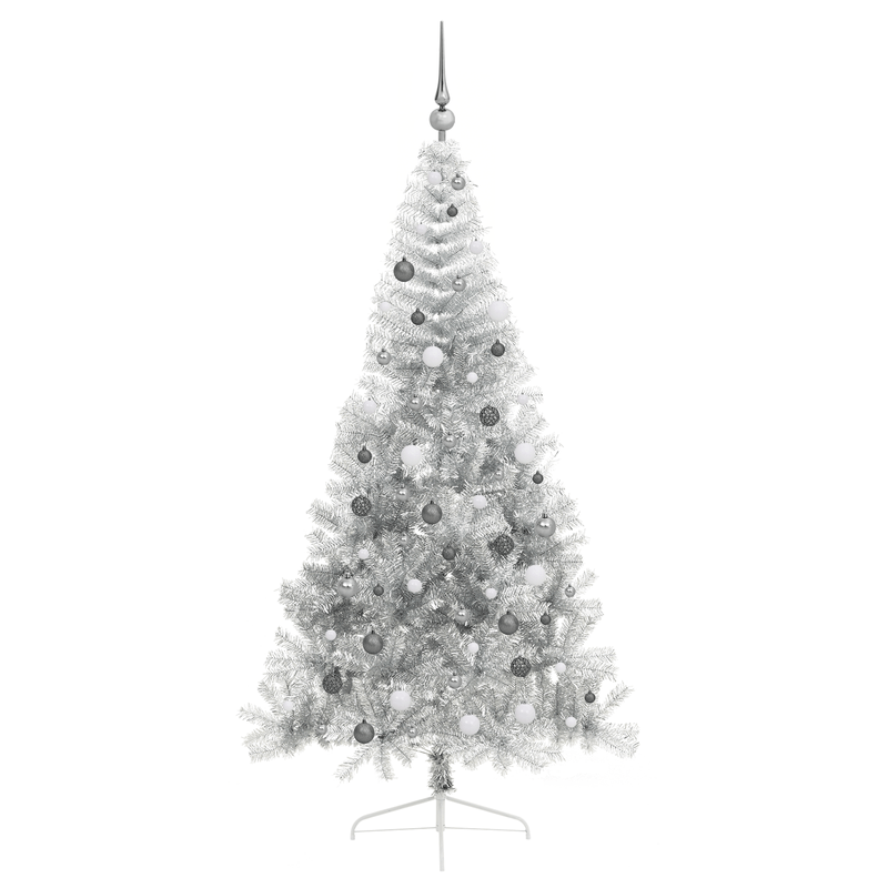 Casa si Gradina - Decoratiuni - Decoratiuni de sezon - Brad de Craciun artificial semicerc Argintiu 210 cm PET - Infinity.ro