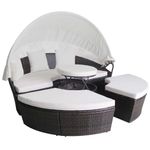 Casa si Gradina - Gradina si terasa - Mobilier exterior - Scaune si sezlonguri gradina - Paturi de gradina cu perna 4 pcs Maro Rattan poli - Infinity.ro