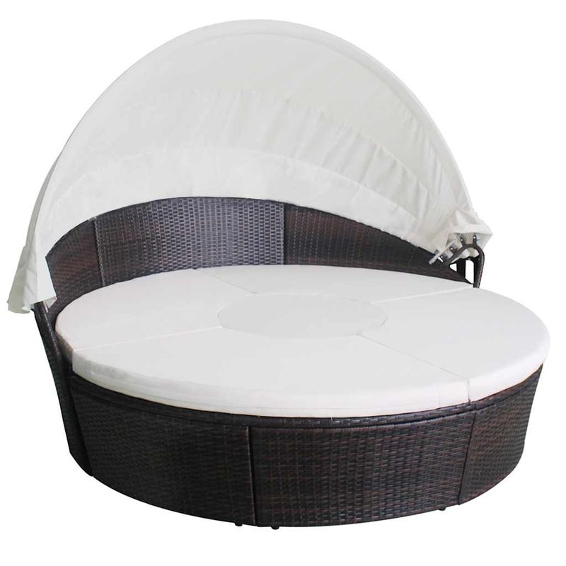 Casa si Gradina - Gradina si terasa - Mobilier exterior - Scaune si sezlonguri gradina - Paturi de gradina cu perna 4 pcs Maro Rattan poli - Infinity.ro