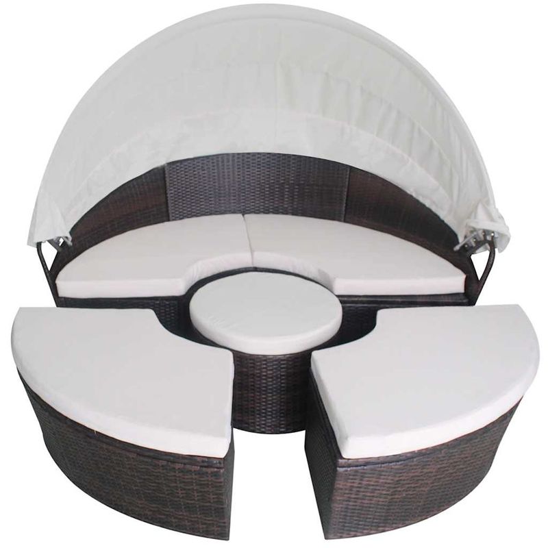Casa si Gradina - Gradina si terasa - Mobilier exterior - Scaune si sezlonguri gradina - Paturi de gradina cu perna 4 pcs Maro Rattan poli - Infinity.ro