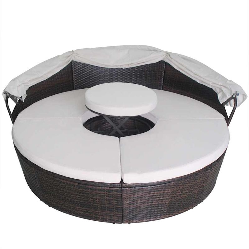 Casa si Gradina - Gradina si terasa - Mobilier exterior - Scaune si sezlonguri gradina - Paturi de gradina cu perna 4 pcs Maro Rattan poli - Infinity.ro