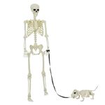 Casa si Gradina - Decoratiuni - Decoratiuni de sezon - Decoratiune de Halloween: schelet cu caine 2 pcs Alb 155 cm - Infinity.ro