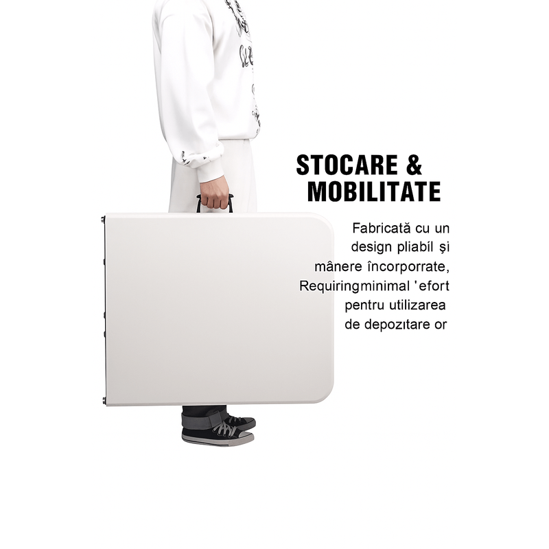 Sport si Outdoor - Camping - Mobilier pentru camping - Mese camping - Masa dreptunghiulara pliabila 180x75x74 cm, cadru metalic din otel, , alb, pentru gradina, terasa, camping,  Brivoo® - Infinity.ro