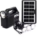 Casa si Gradina - Corpuri si surse de iluminat - Iluminat exterior - Lampi solare - Set panou solar, Cu 3 Becuri, Incarcator USB Si Lanterna, GD-Light 8017 Plus, Brivoo® - Infinity.ro