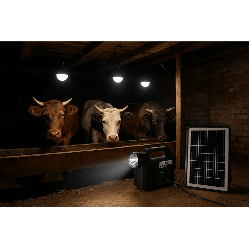 Casa si Gradina - Corpuri si surse de iluminat - Iluminat exterior - Lampi solare - Set panou solar, Cu 3 Becuri, Incarcator USB Si Lanterna, GD-Light 8017 Plus, Brivoo® - Infinity.ro