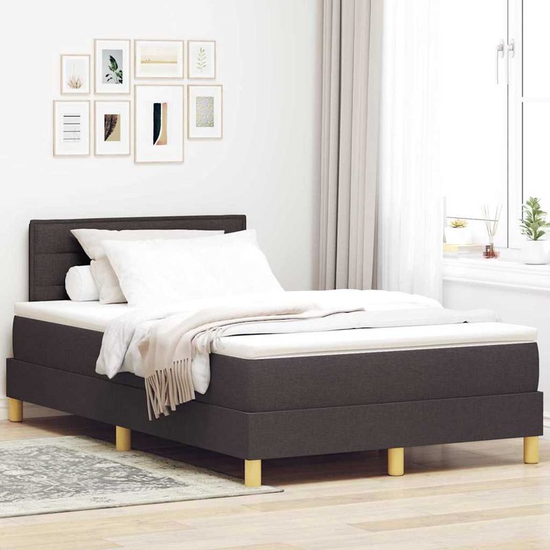 Casa si Gradina - Mobilier - Paturi si accesorii - Paturi - Pat boxspring cu saltea Maro inchis 120 x 190 cm tesatura - Infinity.ro