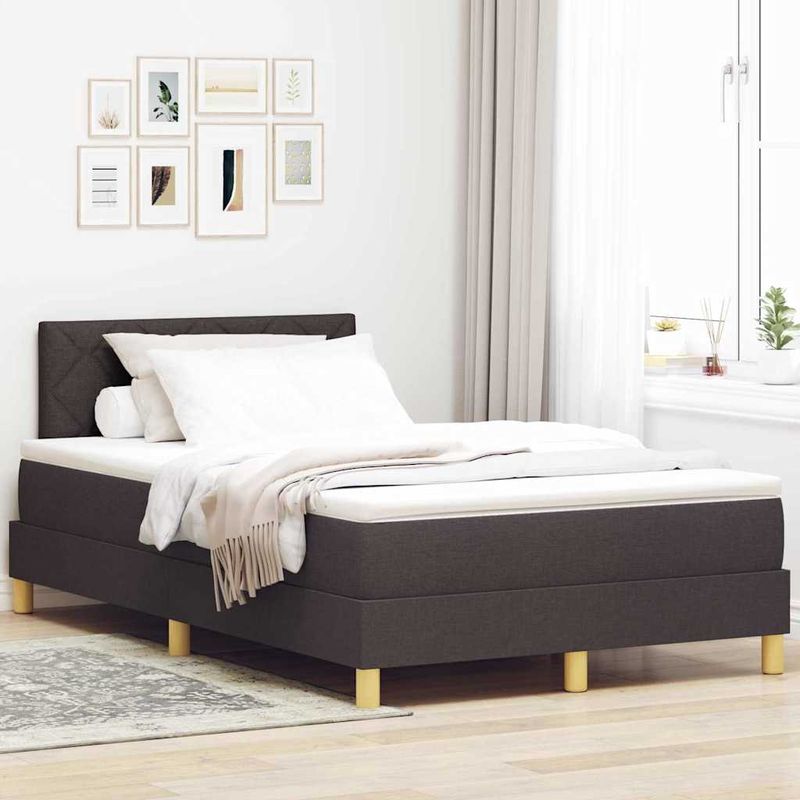 Casa si Gradina - Mobilier - Paturi si accesorii - Paturi - Pat boxspring cu saltea Maro inchis 120 x 190 cm tesatura - Infinity.ro