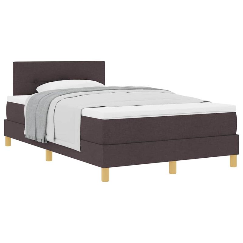 Casa si Gradina - Mobilier - Paturi si accesorii - Paturi - Pat boxspring cu saltea Maro inchis 120 x 190 cm tesatura - Infinity.ro