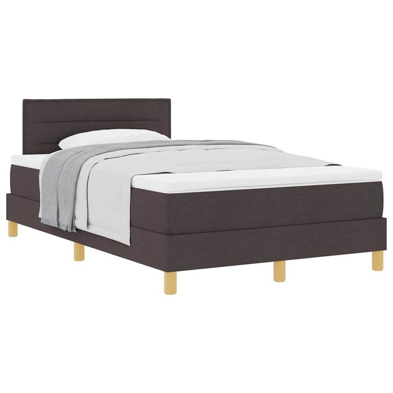 Casa si Gradina - Mobilier - Paturi si accesorii - Paturi - Pat boxspring cu saltea Maro inchis 120 x 190 cm tesatura - Infinity.ro