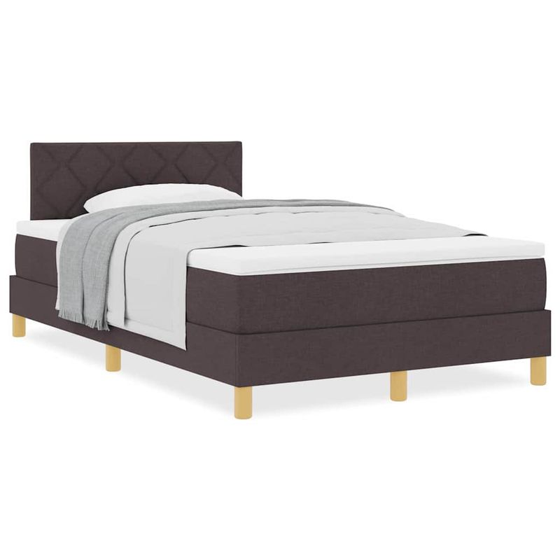 Casa si Gradina - Mobilier - Paturi si accesorii - Paturi - Pat boxspring cu saltea Maro inchis 120 x 190 cm tesatura - Infinity.ro