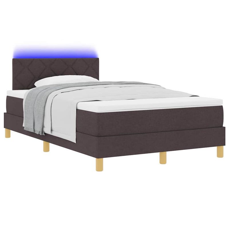 Casa si Gradina - Mobilier - Paturi si accesorii - Paturi - Pat cu arcuri cu saltea Maro inchis 120 x 190 cm tesatura - Infinity.ro
