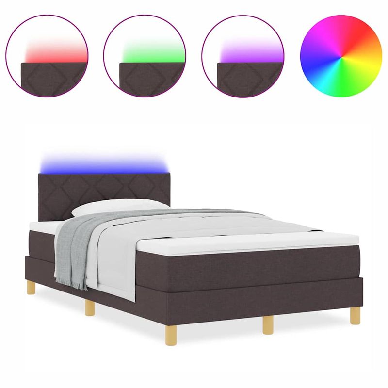 Casa si Gradina - Mobilier - Paturi si accesorii - Paturi - Pat cu arcuri cu saltea Maro inchis 120 x 190 cm tesatura - Infinity.ro