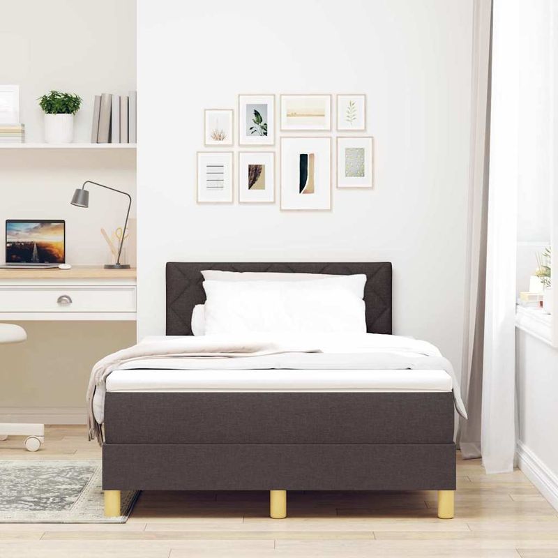 Casa si Gradina - Mobilier - Paturi si accesorii - Paturi - Pat cu arcuri cu saltea Maro inchis 120 x 190 cm tesatura - Infinity.ro