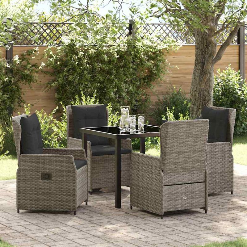 Casa si Gradina - Gradina si terasa - Mobilier exterior - Scaune si sezlonguri gradina - Set de masa pentru gradina 5 pcs Gri poliratan - Infinity.ro