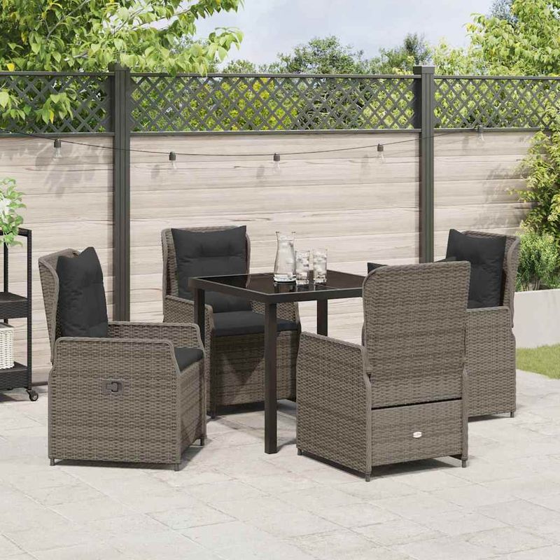 Casa si Gradina - Gradina si terasa - Mobilier exterior - Scaune si sezlonguri gradina - Set de masa pentru gradina 5 pcs Gri poliratan - Infinity.ro