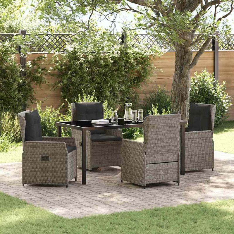 Casa si Gradina - Gradina si terasa - Mobilier exterior - Scaune si sezlonguri gradina - Set de masa pentru gradina 5 pcs Gri poliratan - Infinity.ro