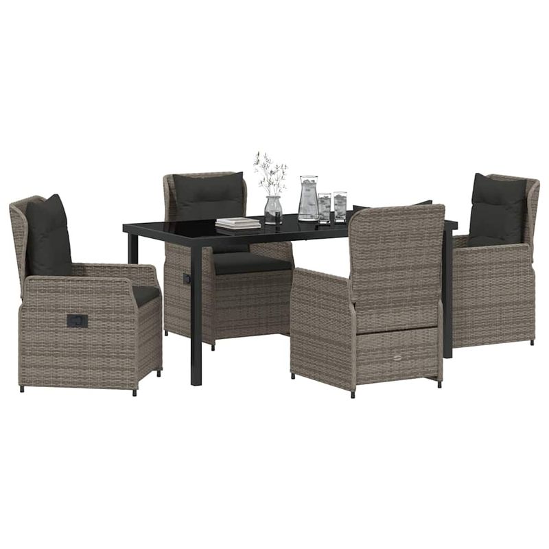 Casa si Gradina - Gradina si terasa - Mobilier exterior - Scaune si sezlonguri gradina - Set de masa pentru gradina 5 pcs Gri poliratan - Infinity.ro