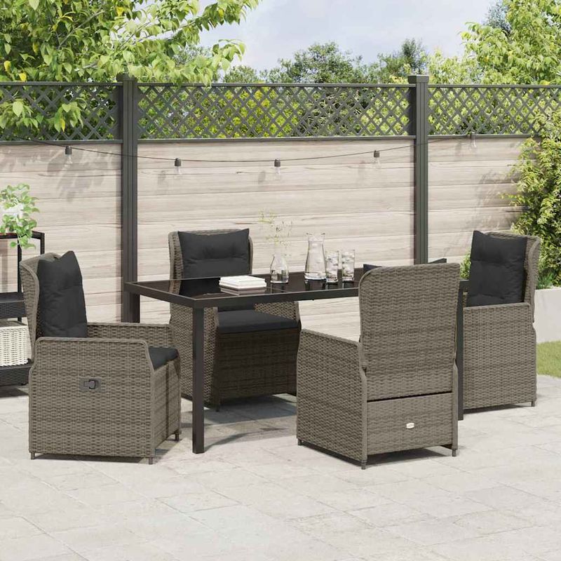 Casa si Gradina - Gradina si terasa - Mobilier exterior - Scaune si sezlonguri gradina - Set de masa pentru gradina 5 pcs Gri poliratan - Infinity.ro