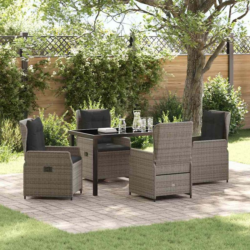 Casa si Gradina - Gradina si terasa - Mobilier exterior - Scaune si sezlonguri gradina - Set de masa pentru gradina 5 pcs Gri poliratan - Infinity.ro